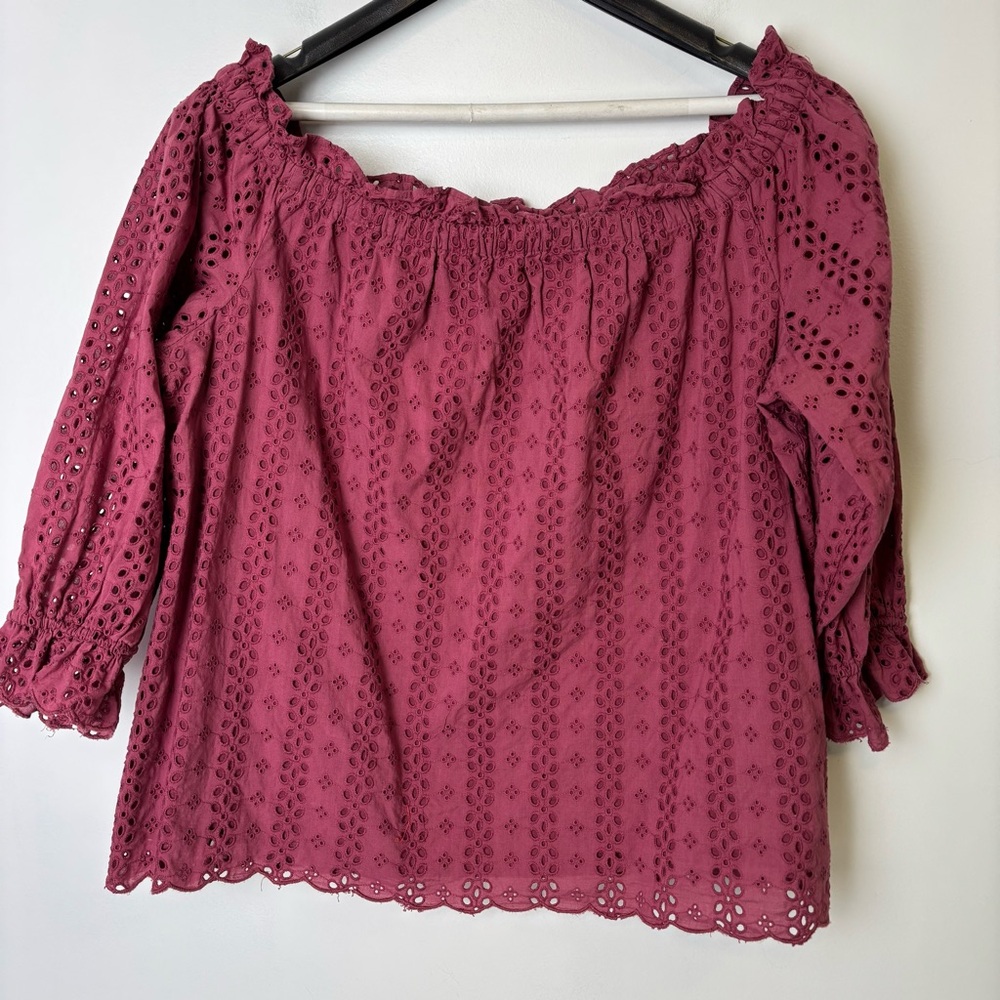 Lane Bryant Off-Shoulder Eyelet Top 14/16 - Picture 3 of 7
